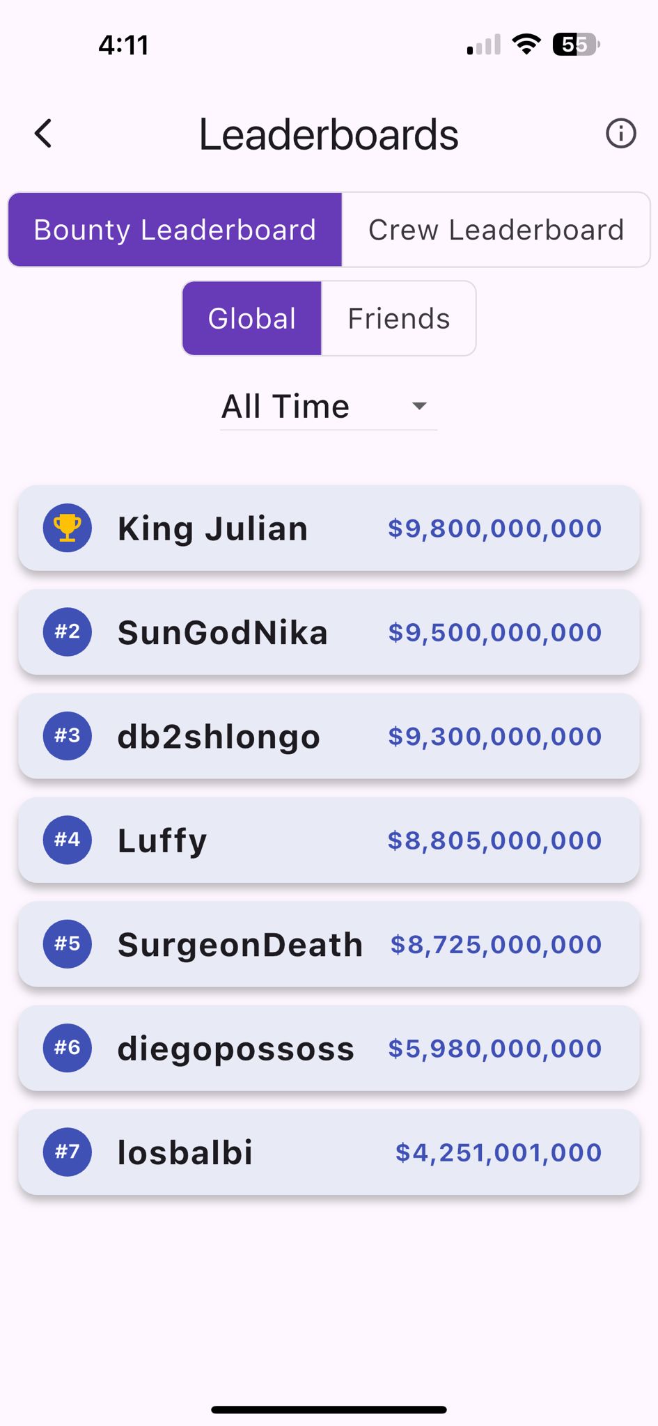 Leaderboard Screenshot
